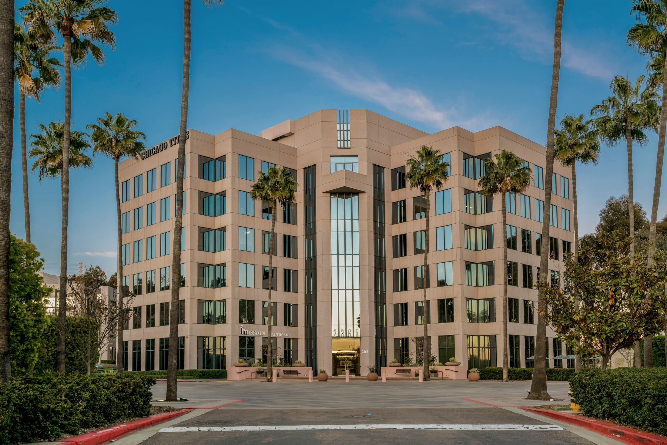 Office building elevation shot square to the facade with corrected verticals